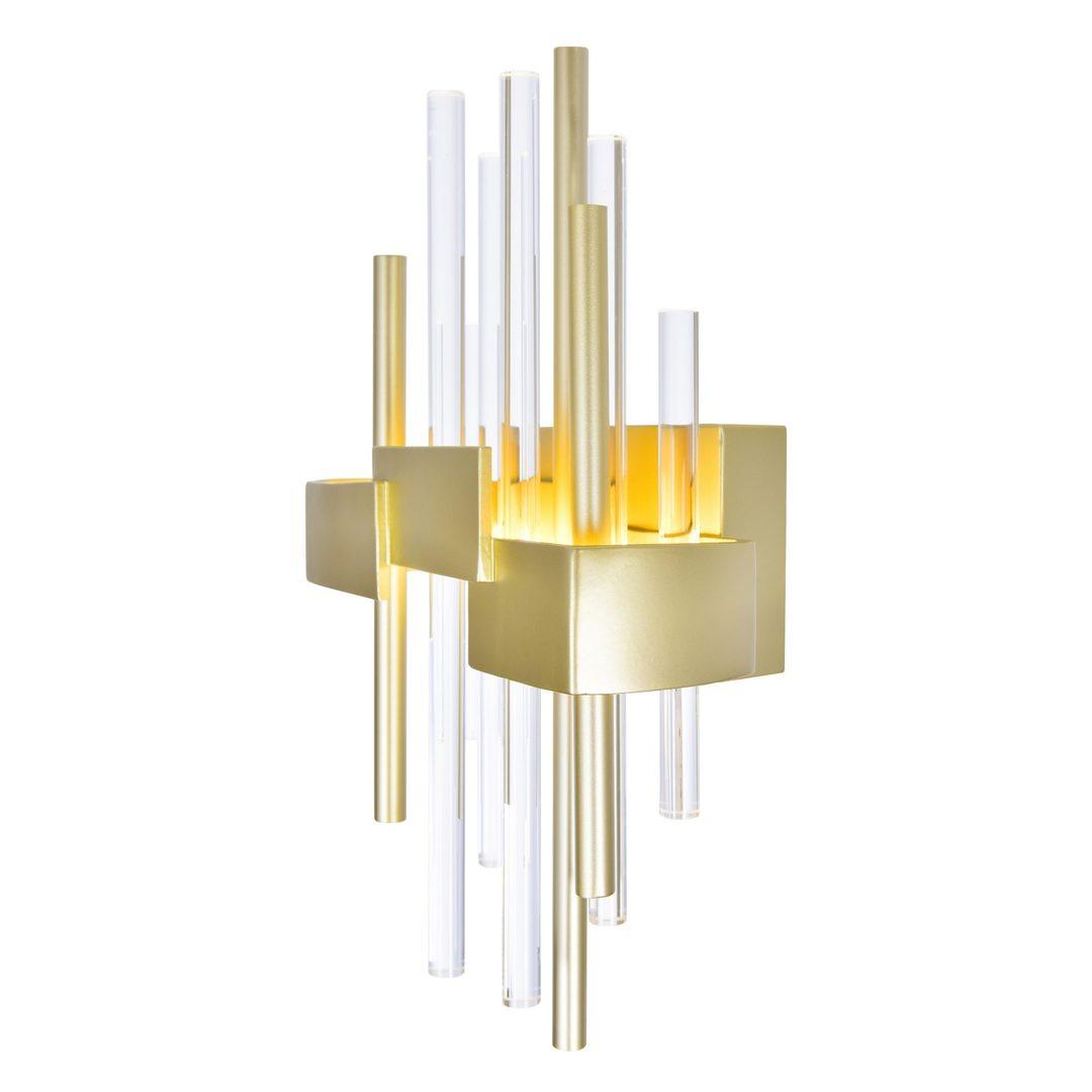 LED Satin Gold Frame with Clear and Gold Glass Tube Wall Sconce - LV LIGHTING