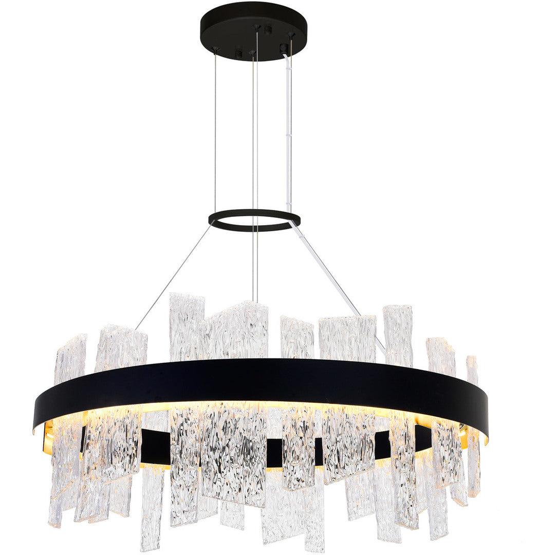 LED Round Frame with Patterned Clear Glass Chandelier - LV LIGHTING