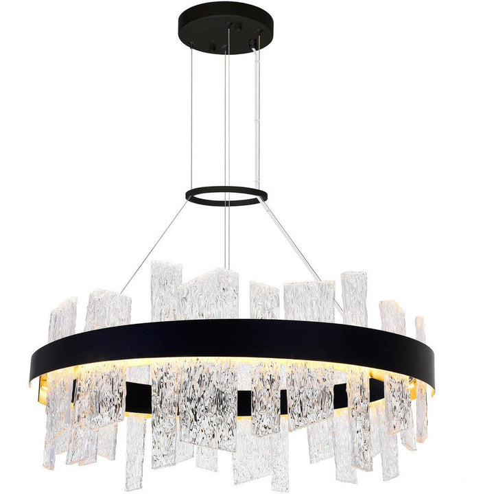 LED Round Frame with Patterned Clear Glass Chandelier - LV LIGHTING