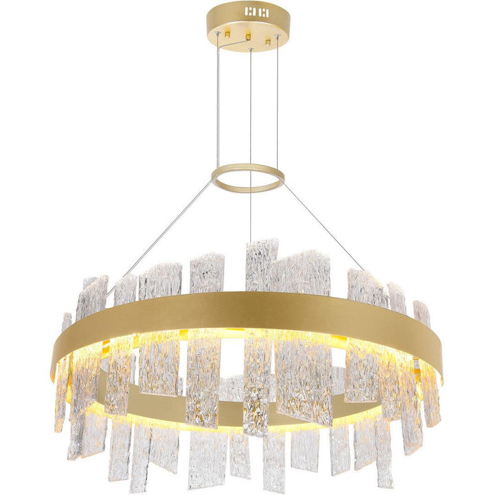 LED Round Frame with Patterned Clear Glass Chandelier - LV LIGHTING