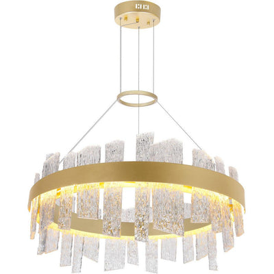 LED Round Frame with Patterned Clear Glass Chandelier - LV LIGHTING
