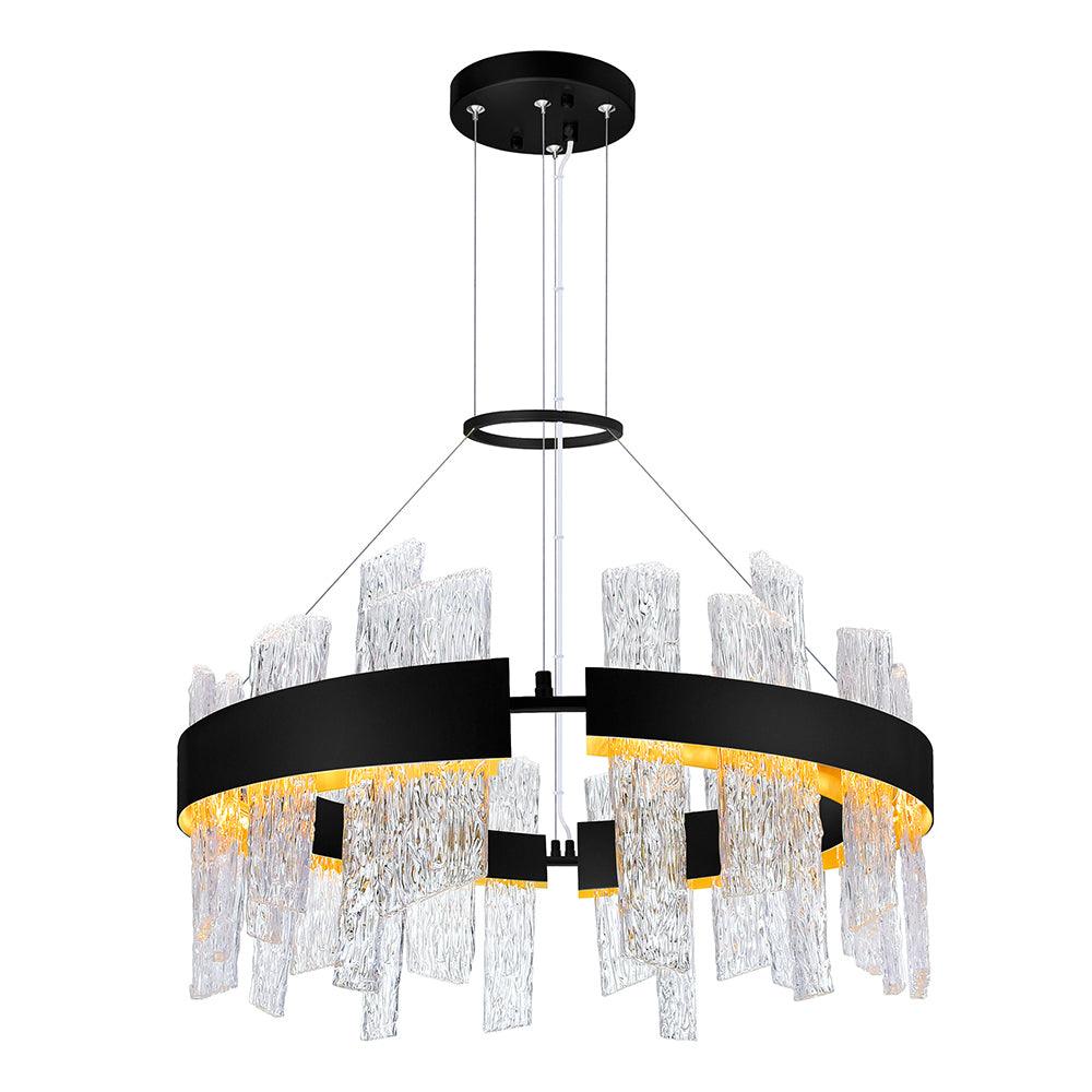 LED Round Frame with Patterned Clear Glass Chandelier - LV LIGHTING