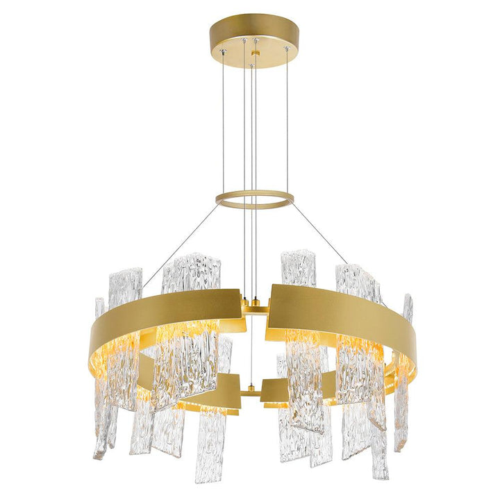 LED Round Frame with Patterned Clear Glass Chandelier - LV LIGHTING