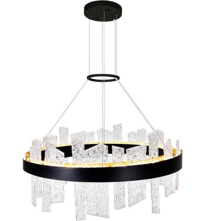 LED Round Frame with Patterned Clear Glass Chandelier - LV LIGHTING
