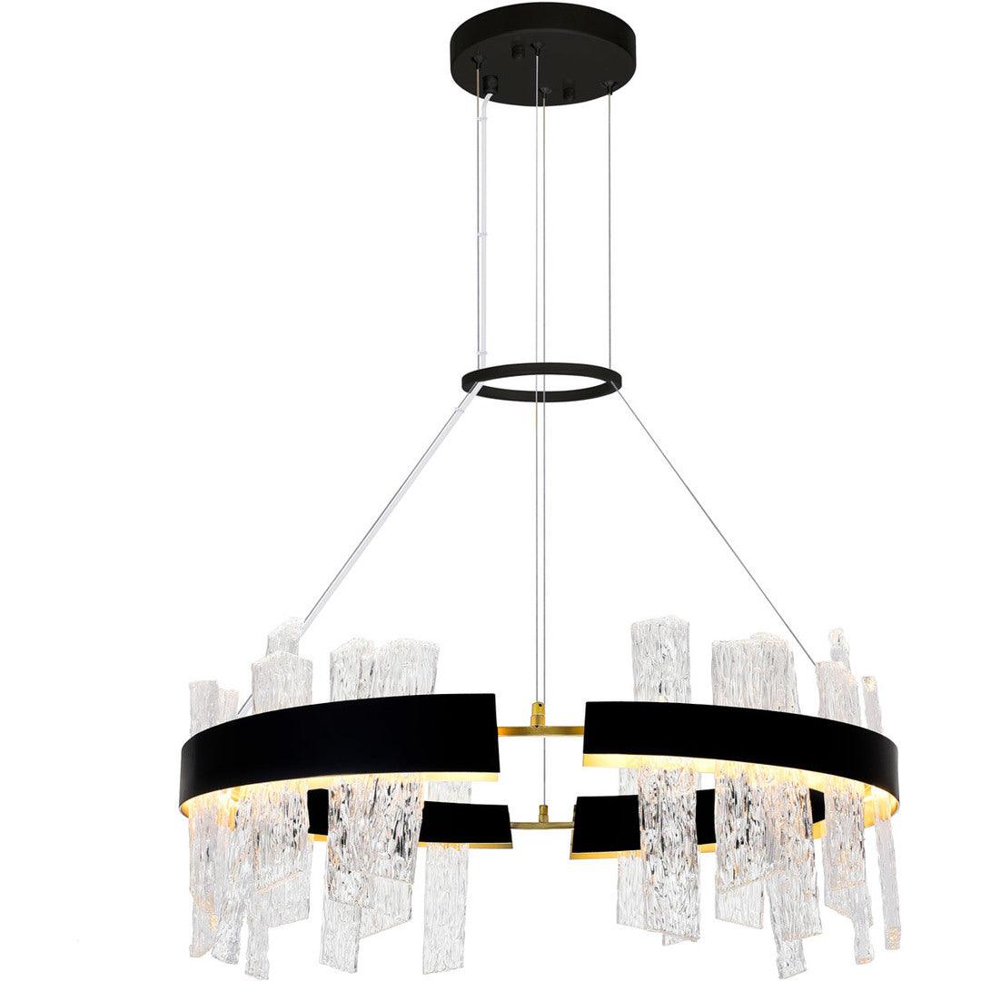 LED Round Frame with Patterned Clear Glass Chandelier - LV LIGHTING