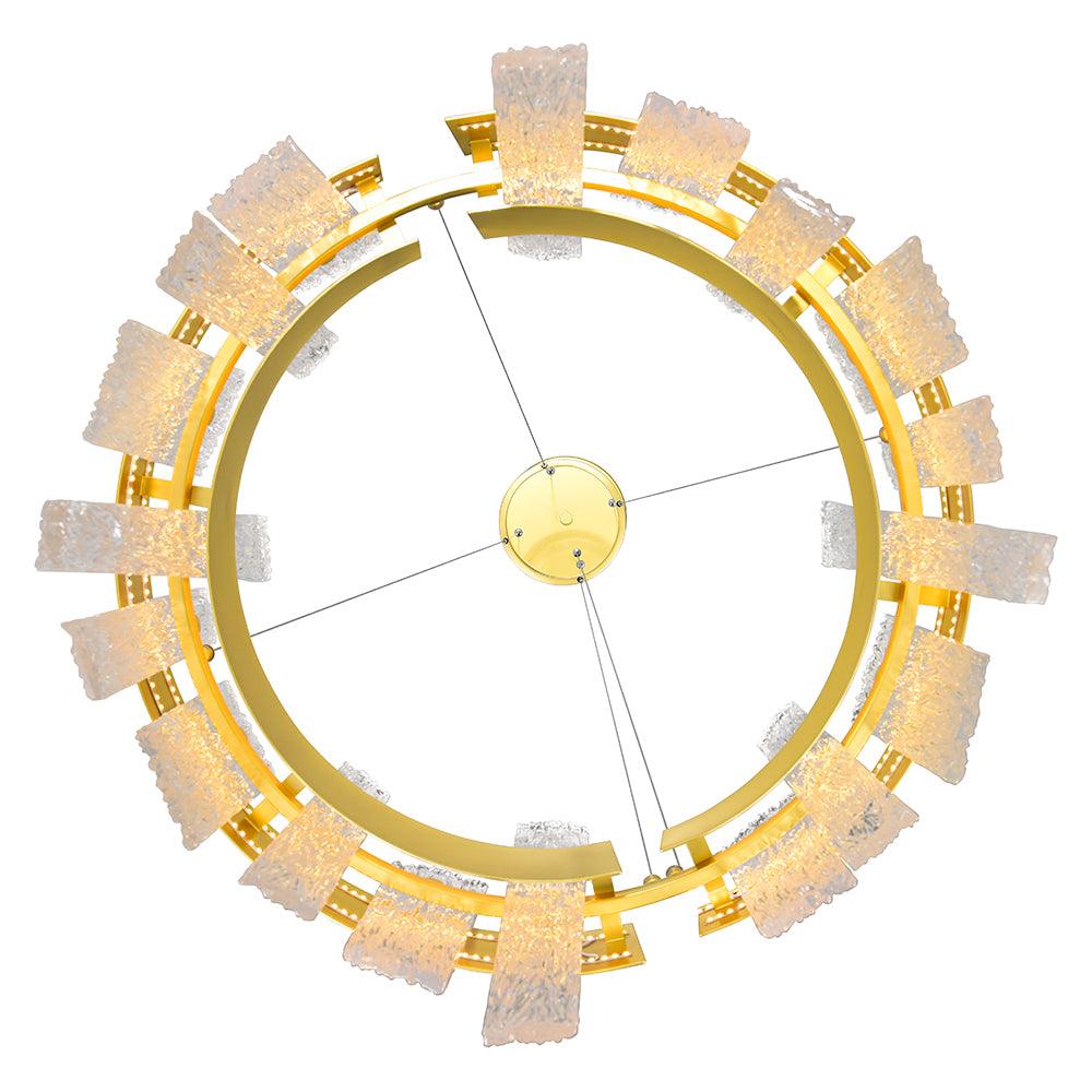LED Round Frame with Patterned Clear Glass Chandelier - LV LIGHTING