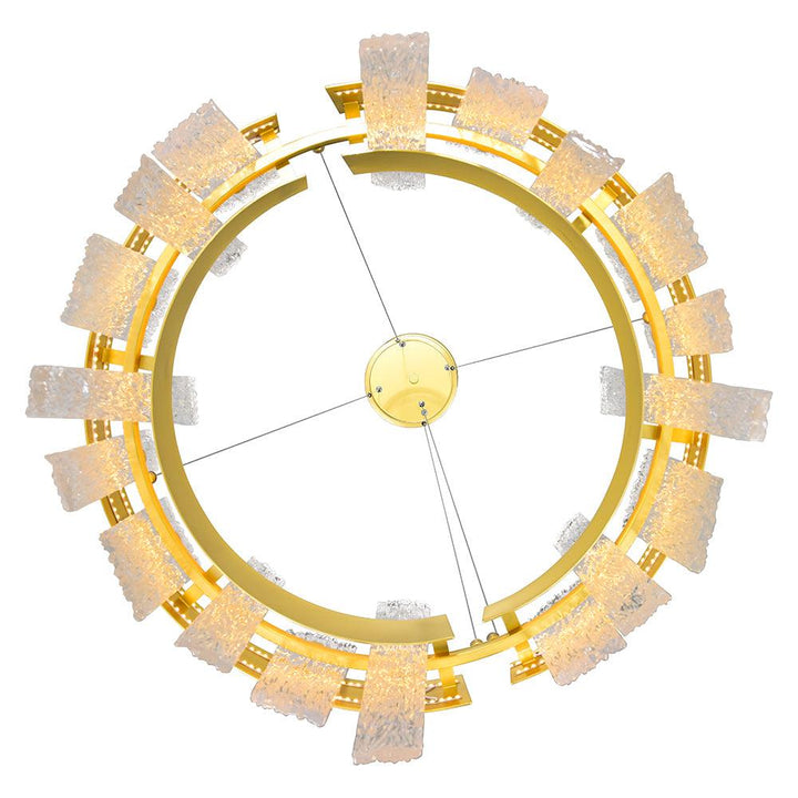 LED Round Frame with Patterned Clear Glass Chandelier - LV LIGHTING
