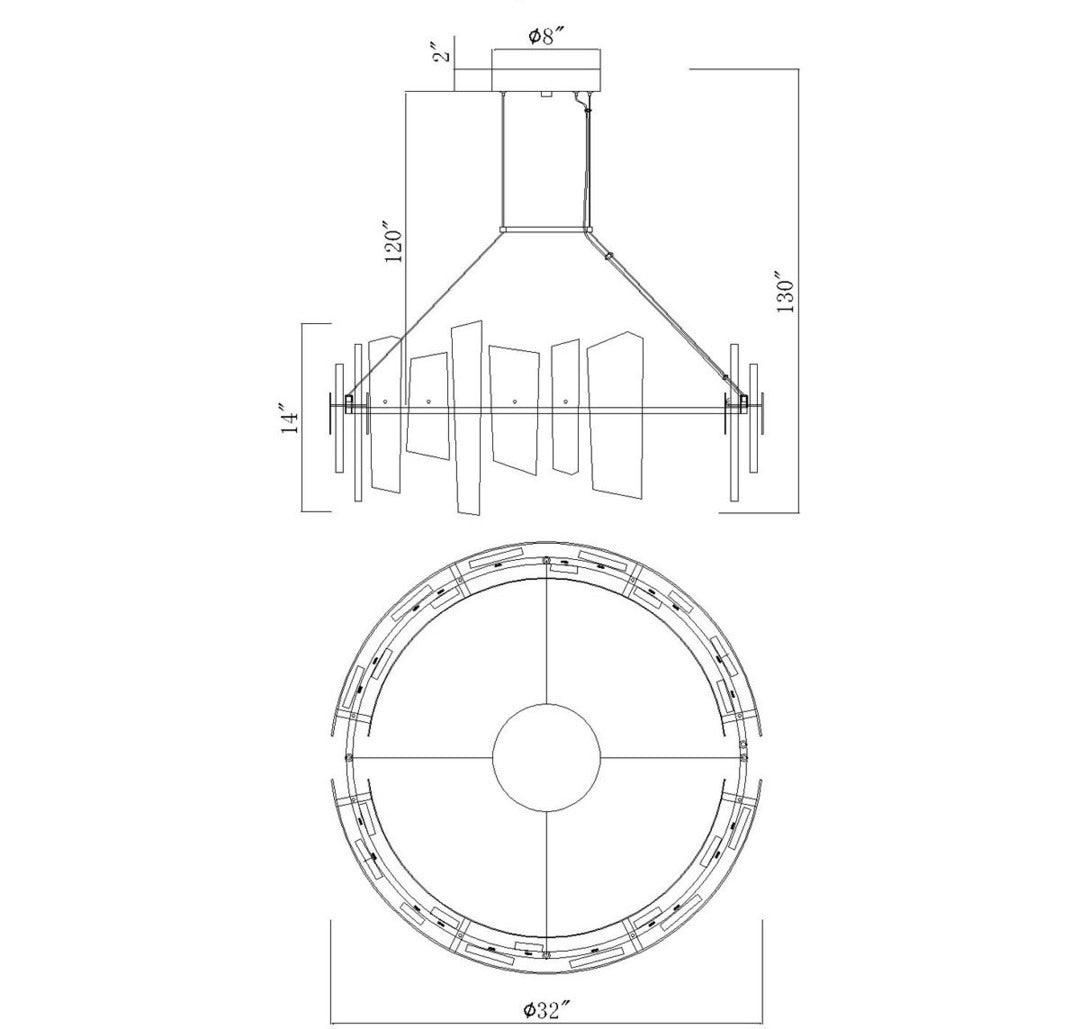 LED Round Frame with Patterned Clear Glass Chandelier - LV LIGHTING