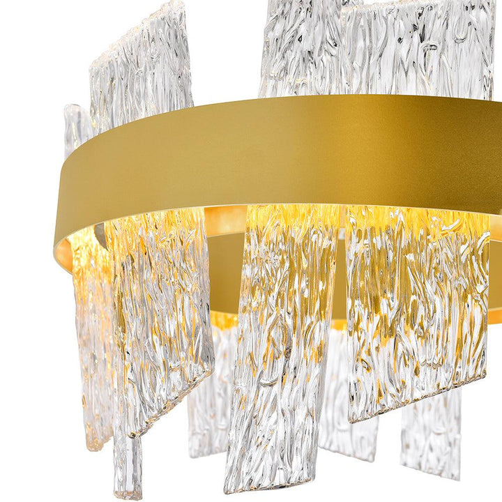 LED Round Frame with Patterned Clear Glass Chandelier - LV LIGHTING