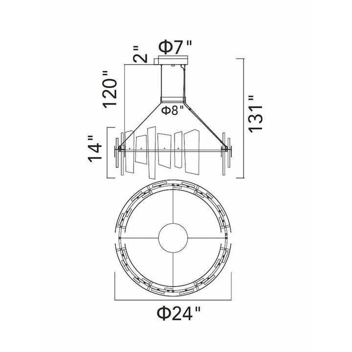 LED Round Frame with Patterned Clear Glass Chandelier - LV LIGHTING