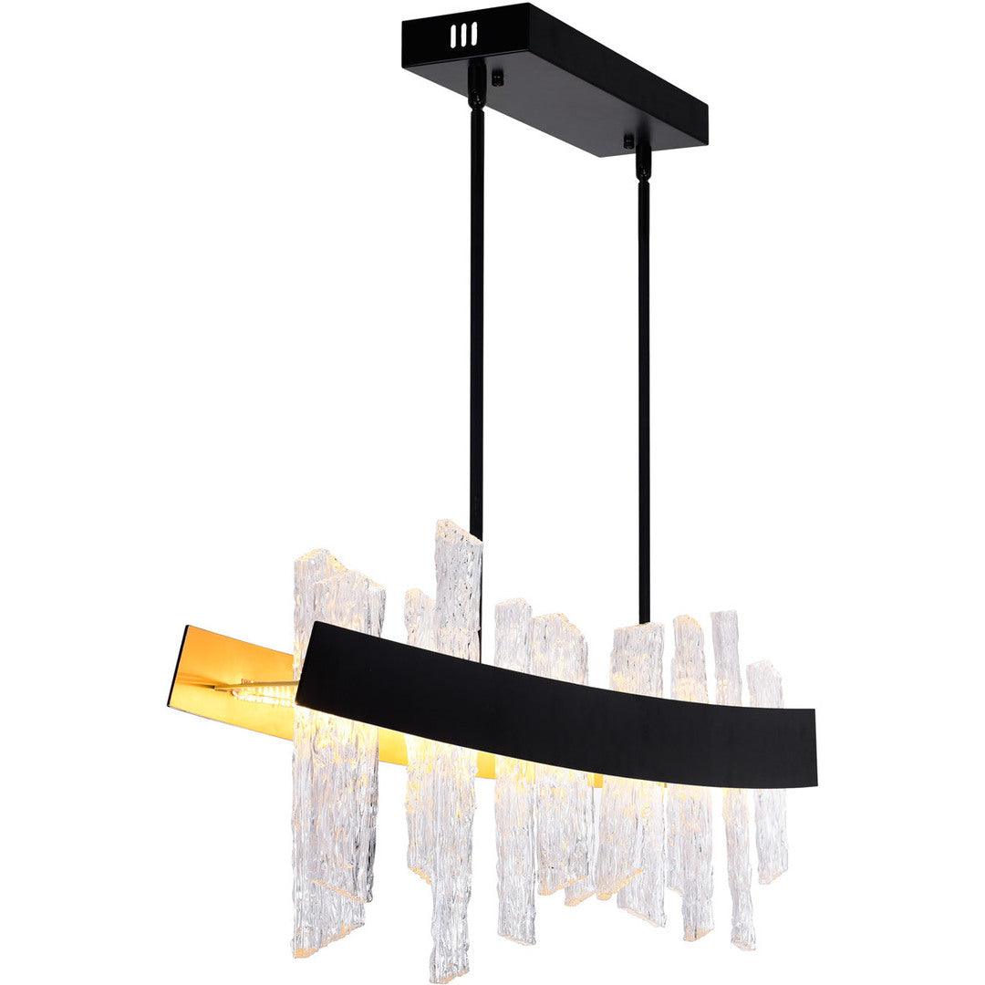 LED Steel Frame with Patterned Clear Glass Linear Chandelier - LV LIGHTING