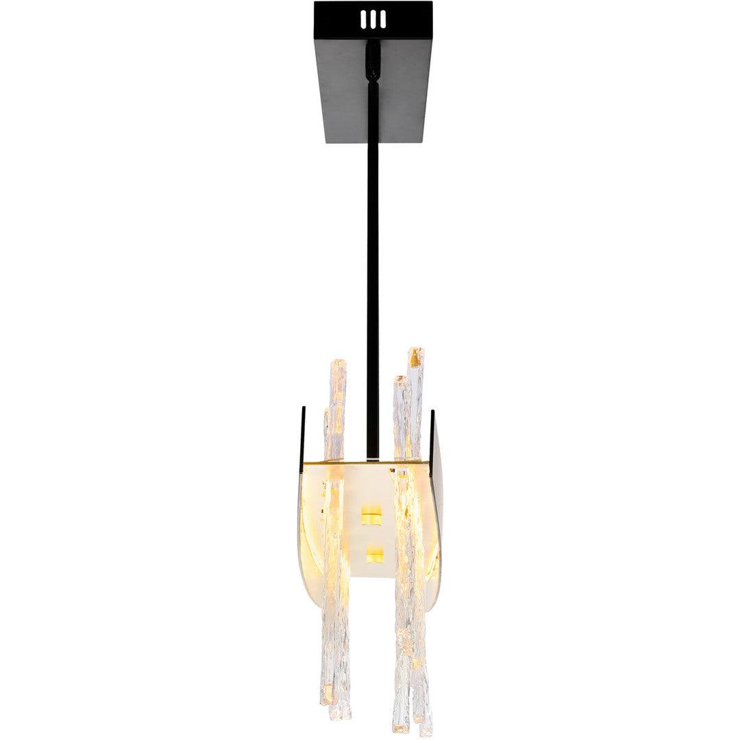 LED Steel Frame with Patterned Clear Glass Linear Chandelier - LV LIGHTING