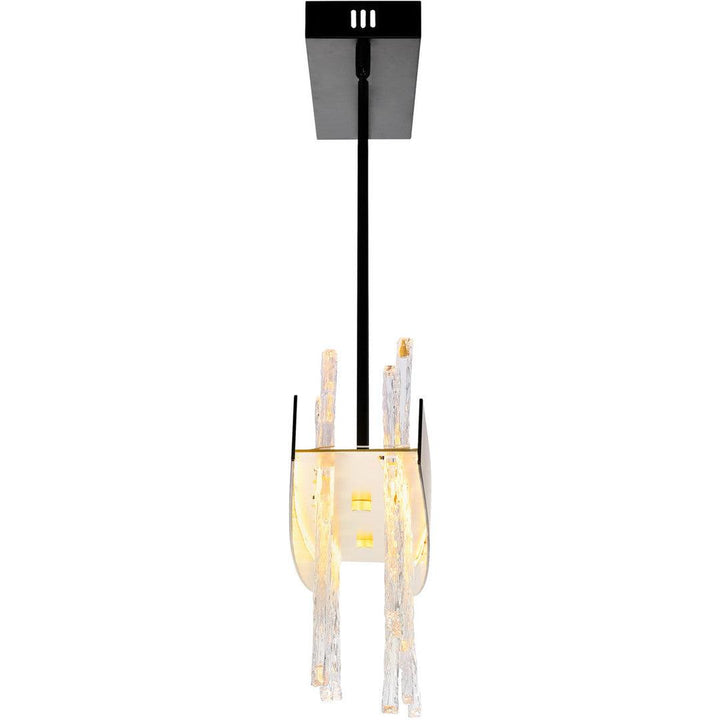 LED Steel Frame with Patterned Clear Glass Linear Chandelier - LV LIGHTING