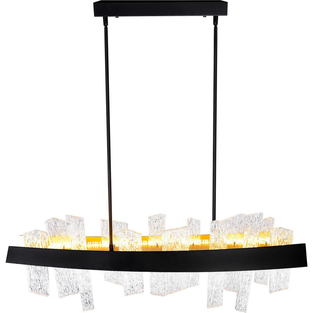 LED Steel Frame with Patterned Clear Glass Linear Chandelier - LV LIGHTING