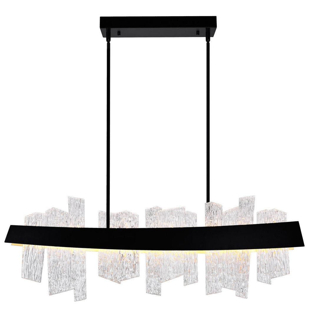 LED Steel Frame with Patterned Clear Glass Linear Chandelier - LV LIGHTING