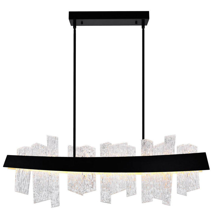 LED Steel Frame with Patterned Clear Glass Linear Chandelier - LV LIGHTING