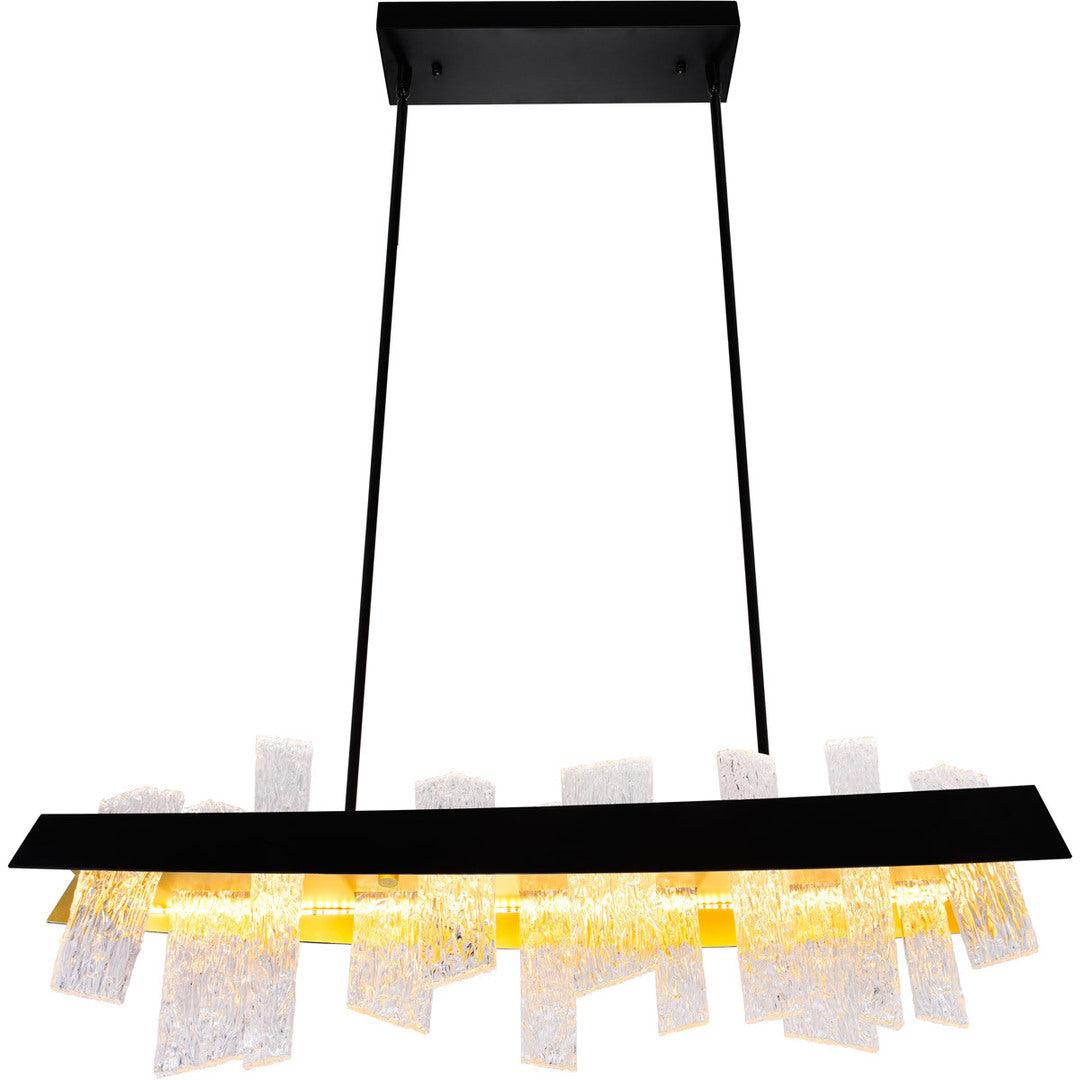 LED Steel Frame with Patterned Clear Glass Linear Chandelier - LV LIGHTING