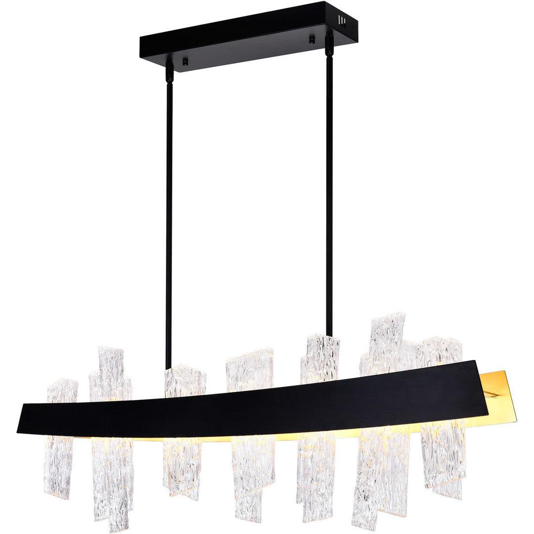 LED Steel Frame with Patterned Clear Glass Linear Chandelier - LV LIGHTING