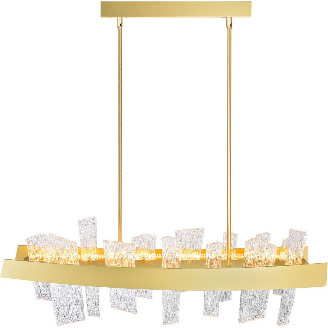 LED Steel Frame with Patterned Clear Glass Linear Chandelier - LV LIGHTING