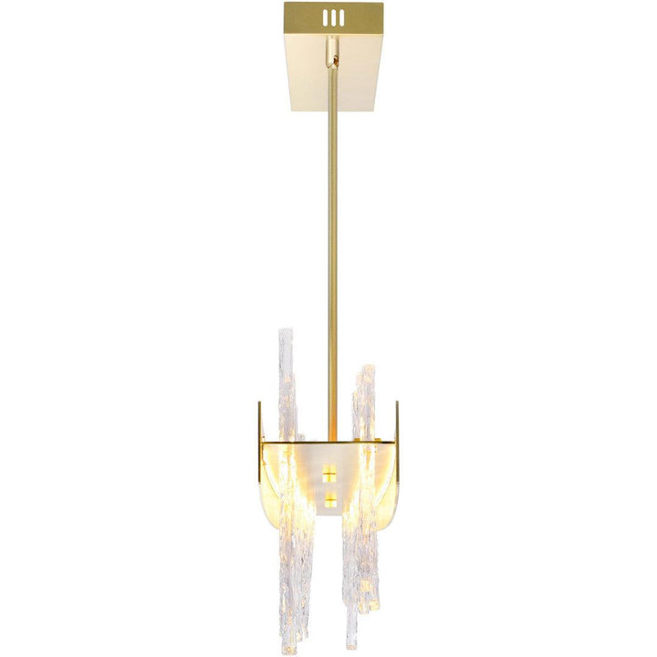 LED Steel Frame with Patterned Clear Glass Linear Chandelier - LV LIGHTING