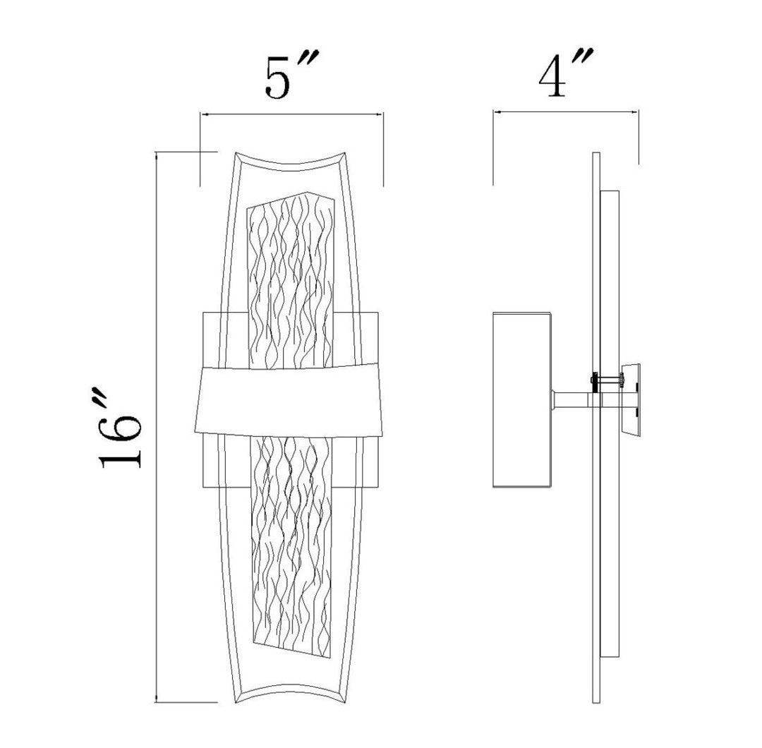 LED Steel Frame with Patterned Clear Glass Wall Sconce - LV LIGHTING