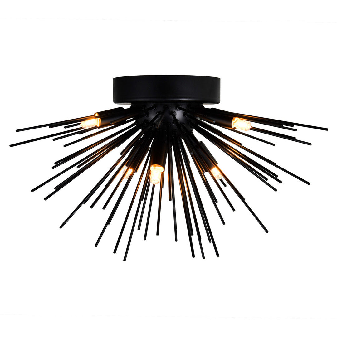 Steel Globe with Steel Rod Starburst Flush Mount