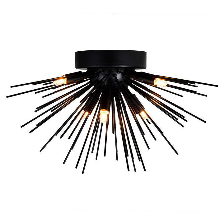 Steel Globe with Steel Rod Starburst Flush Mount