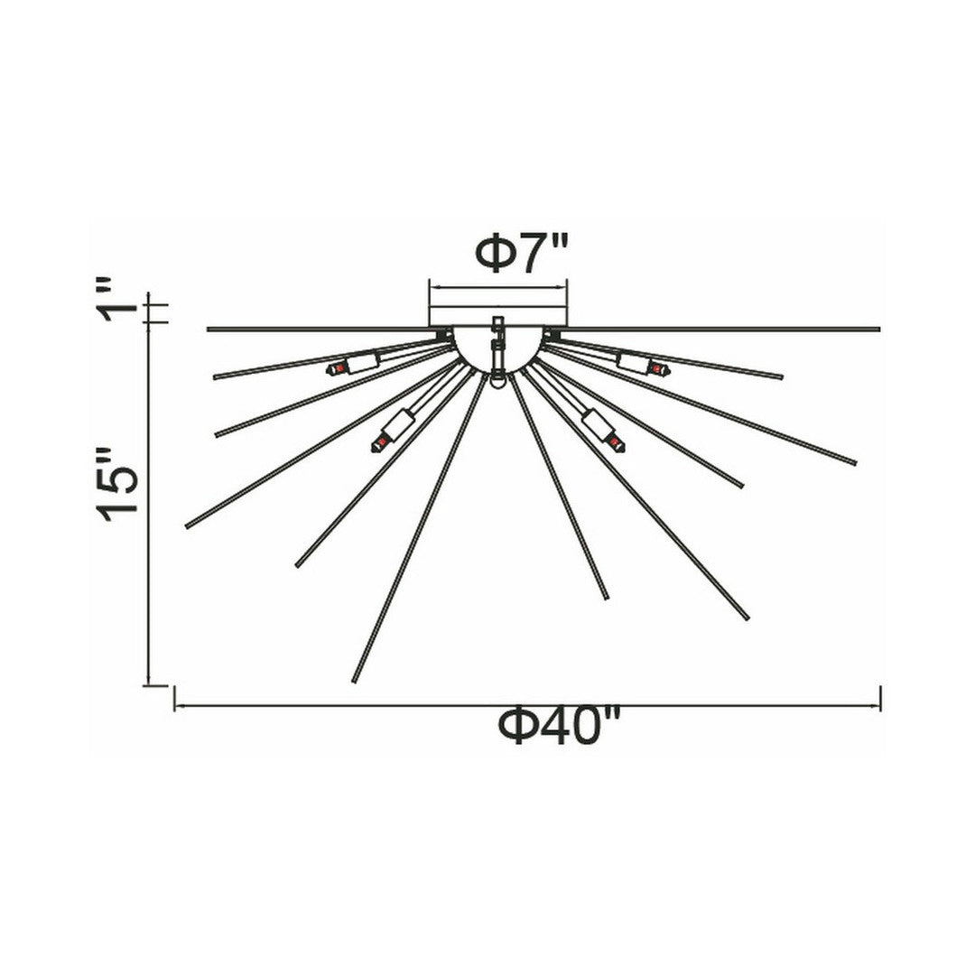 Steel Globe with Steel Rod Starburst Flush Mount
