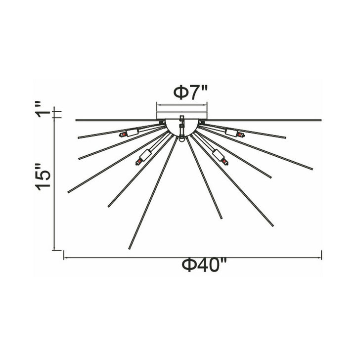 Steel Globe with Steel Rod Starburst Flush Mount