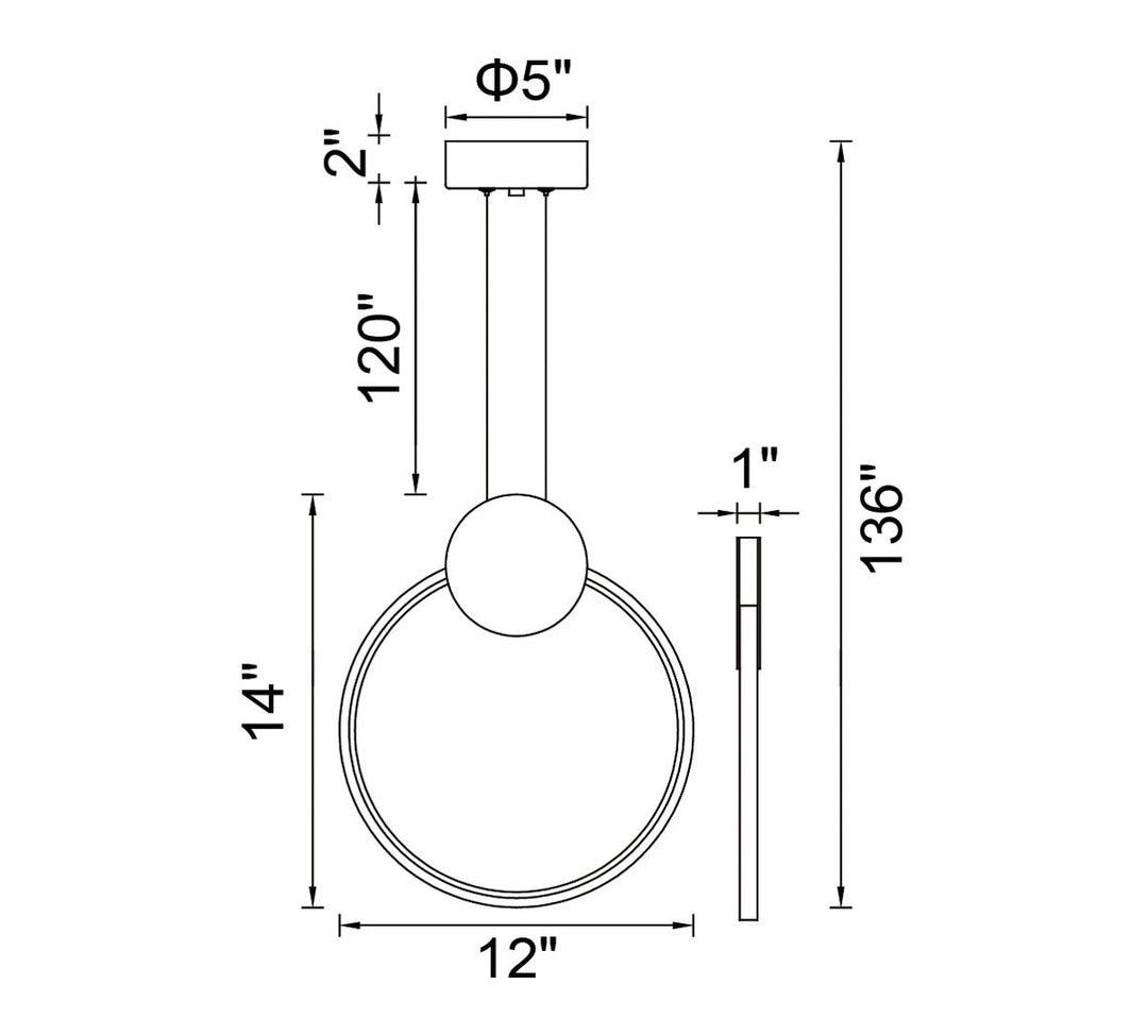 LED Steel Ring Frame with Acrylic Diffuser Pendant - LV LIGHTING