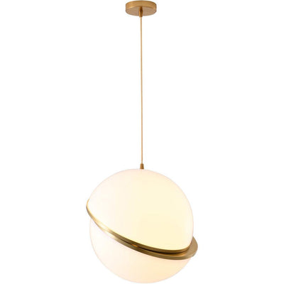 Gold Frame with Slanted White Acrylic Globe Pendant - LV LIGHTING