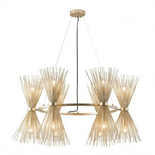 Gold Iron Frame with Spiked Cone Shade Round Chandelier - LV LIGHTING