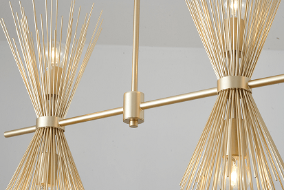 Gold Iron Frame with Spiked Cone Shade Linear Chandelier - LV LIGHTING