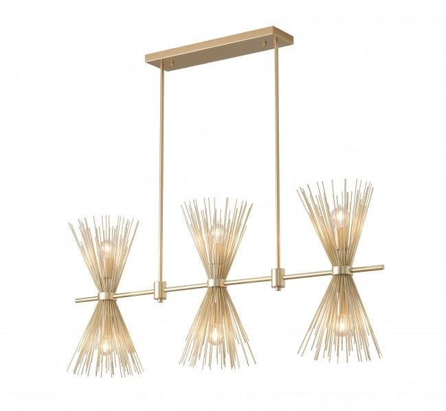 Gold Iron Frame with Spiked Cone Shade Linear Chandelier - LV LIGHTING