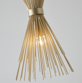 Gold Iron Frame with Spiked Cone Shade Pendant - LV LIGHTING