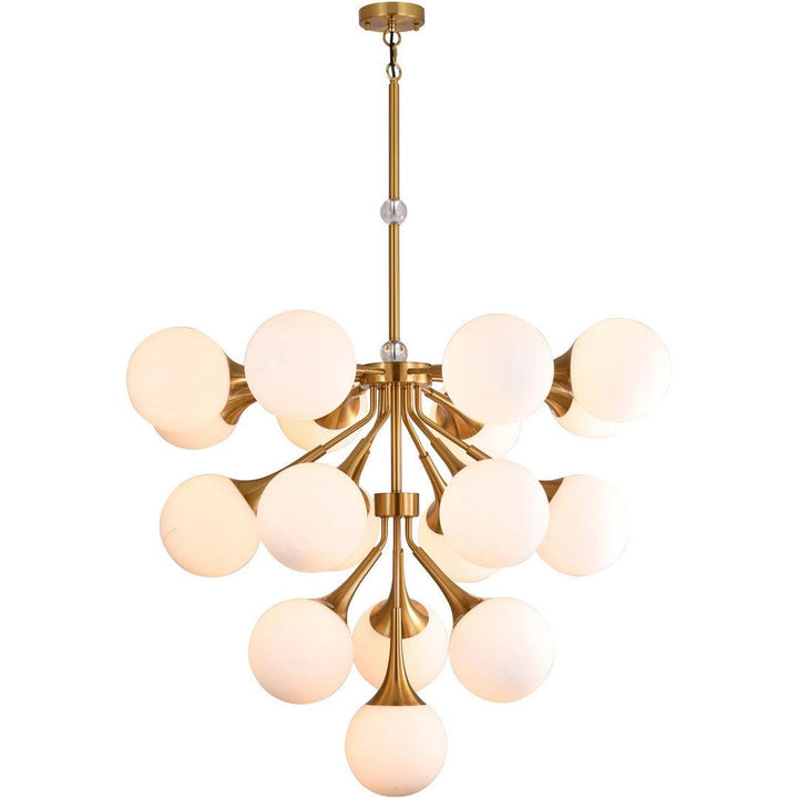 Copper Frame with White Glass Globe Shade Chandelier - LV LIGHTING