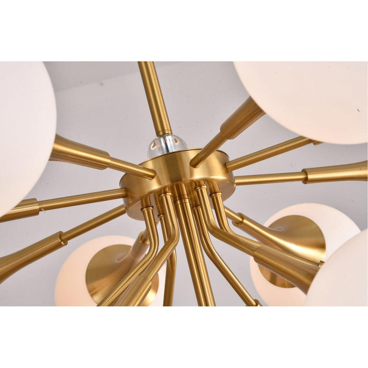 Copper Frame with White Glass Globe Shade Chandelier - LV LIGHTING