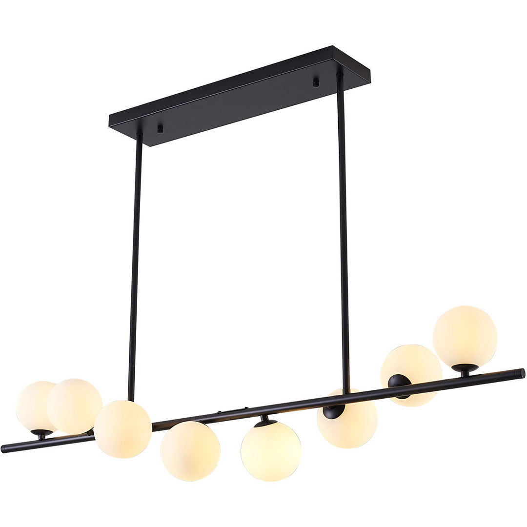 Steel Frame with Spiral White Glass Shade Linear Chandelier