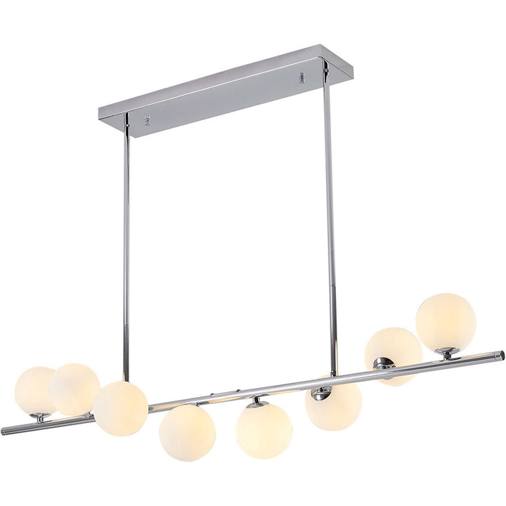 Steel Frame with Spiral White Glass Shade Linear Chandelier