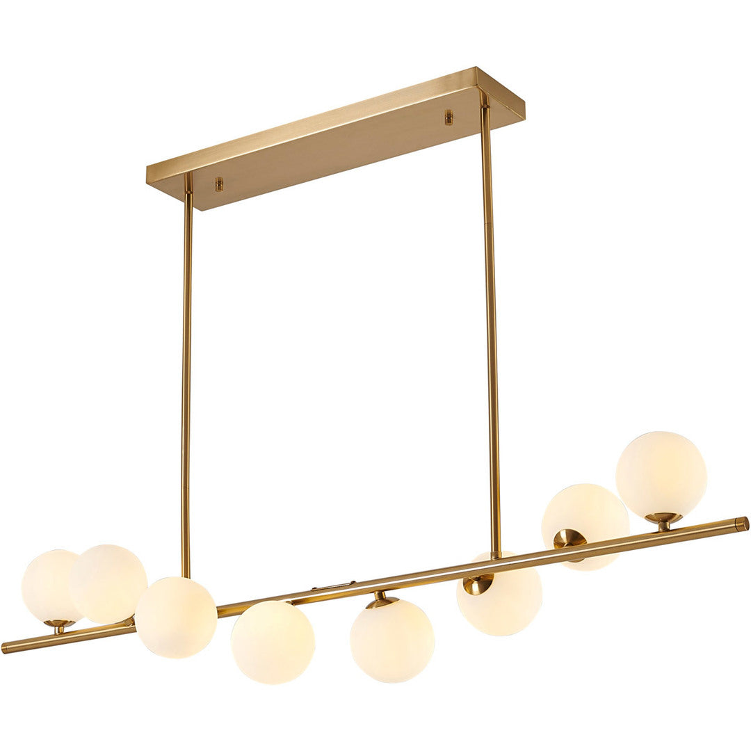 Steel Frame with Spiral White Glass Shade Linear Chandelier
