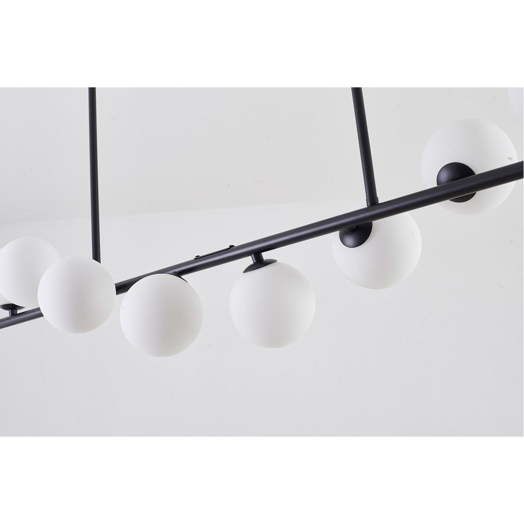 Steel Frame with Spiral White Glass Shade Linear Chandelier