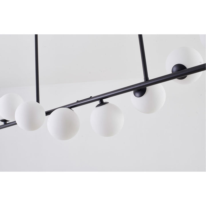Steel Frame with Spiral White Glass Shade Linear Chandelier