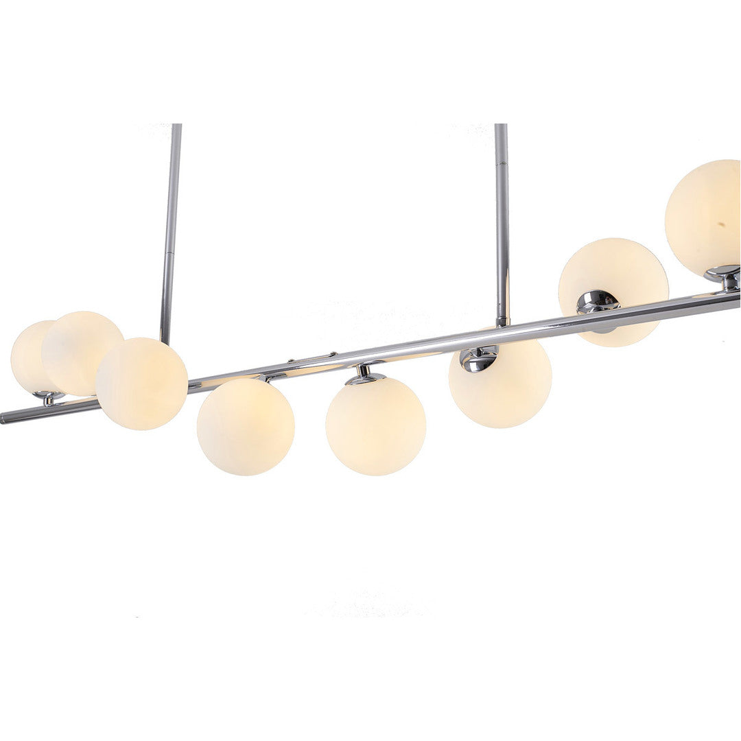 Steel Frame with Spiral White Glass Shade Linear Chandelier