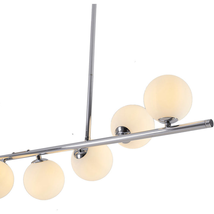 Steel Frame with Spiral White Glass Shade Linear Chandelier