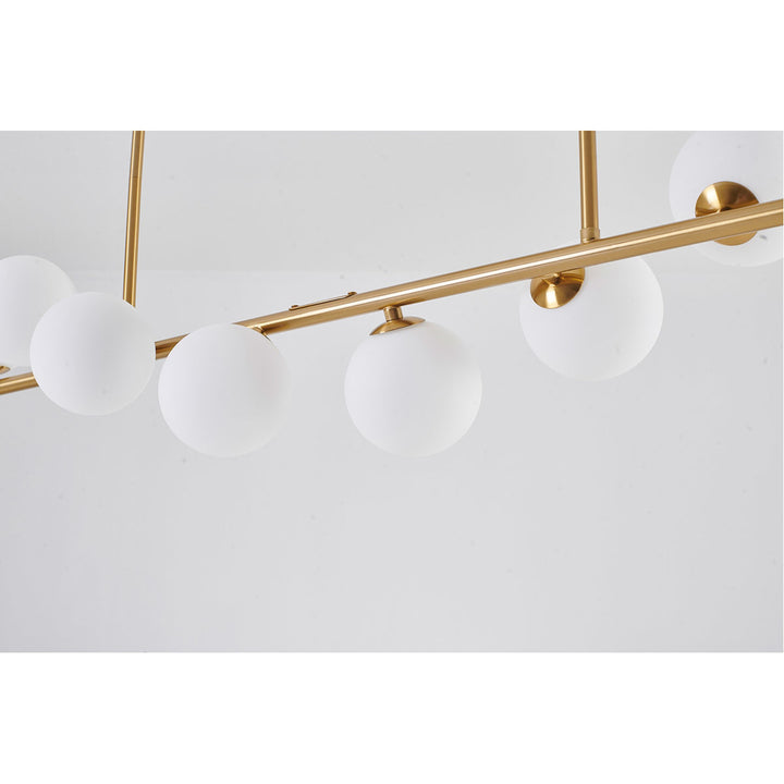 Steel Frame with Spiral White Glass Shade Linear Chandelier