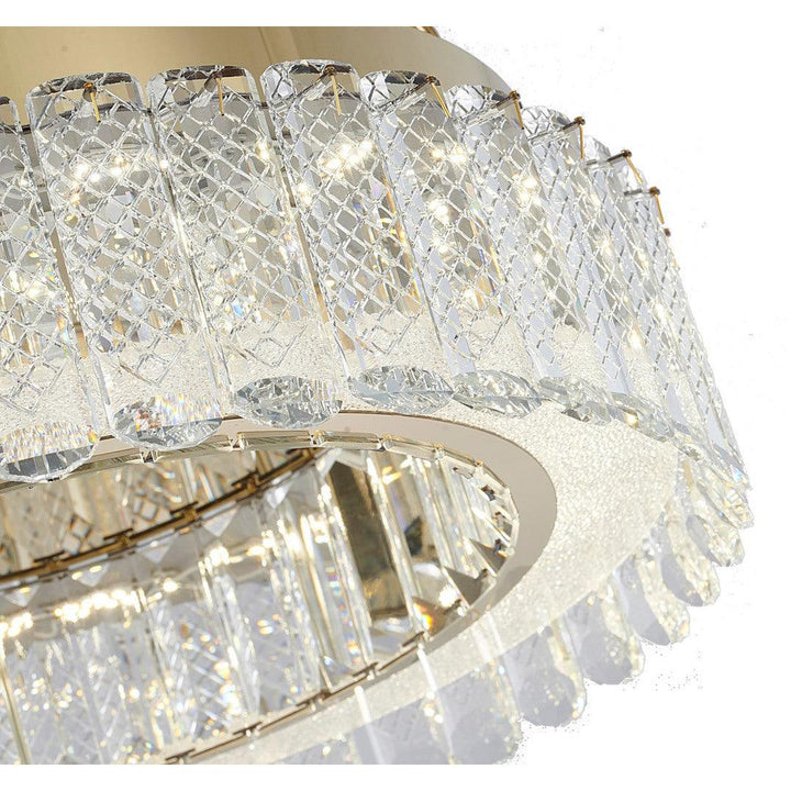 LED Gold Ring with Clear Patterned Clear Crystal Flush Mount - LV LIGHTING
