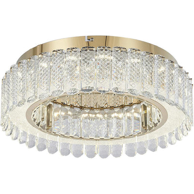 LED Gold Ring with Clear Patterned Clear Crystal Flush Mount - LV LIGHTING