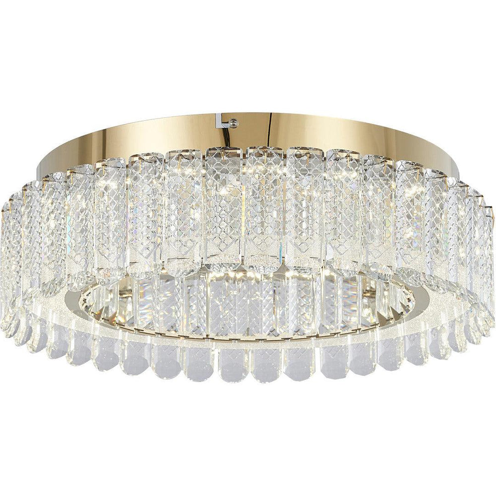 LED Gold Ring with Clear Patterned Clear Crystal Flush Mount - LV LIGHTING