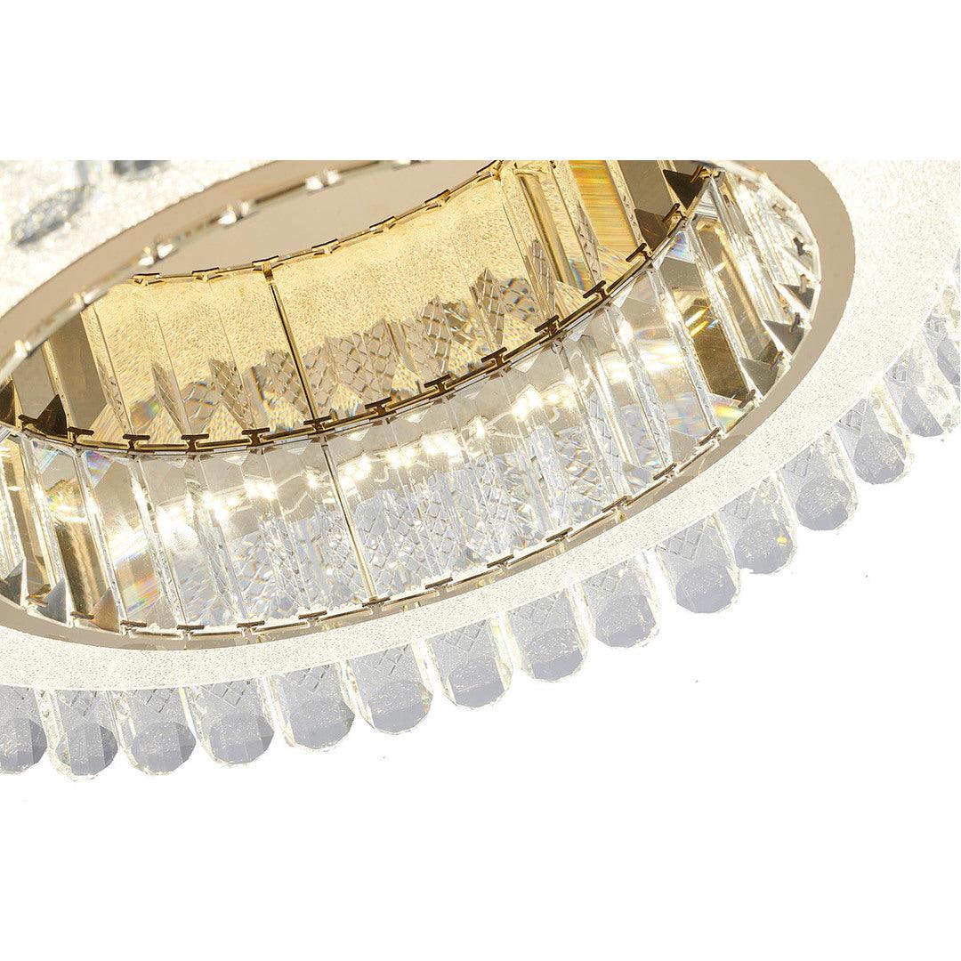 LED Gold Ring with Clear Patterned Clear Crystal Flush Mount - LV LIGHTING
