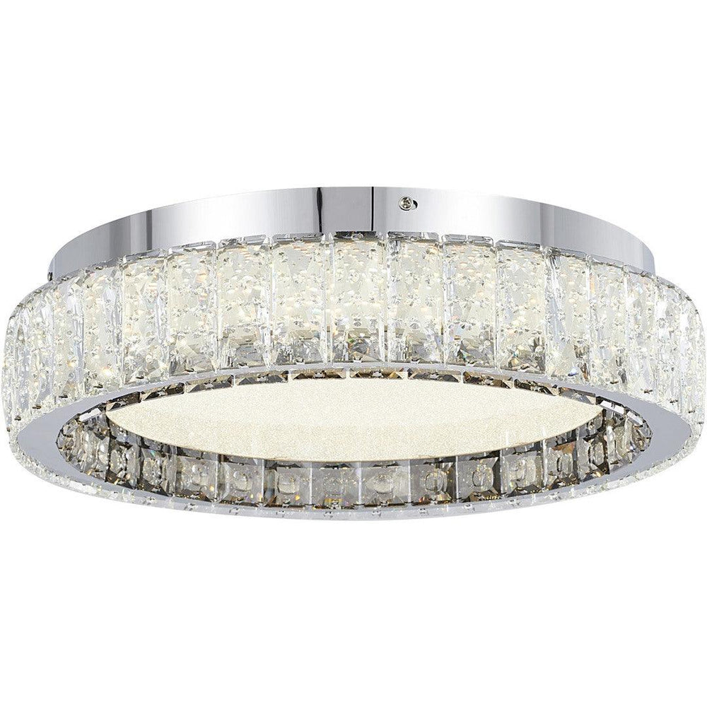 LED Chrome Ring with Clear and Smoke Crystals Flush Mount - LV LIGHTING